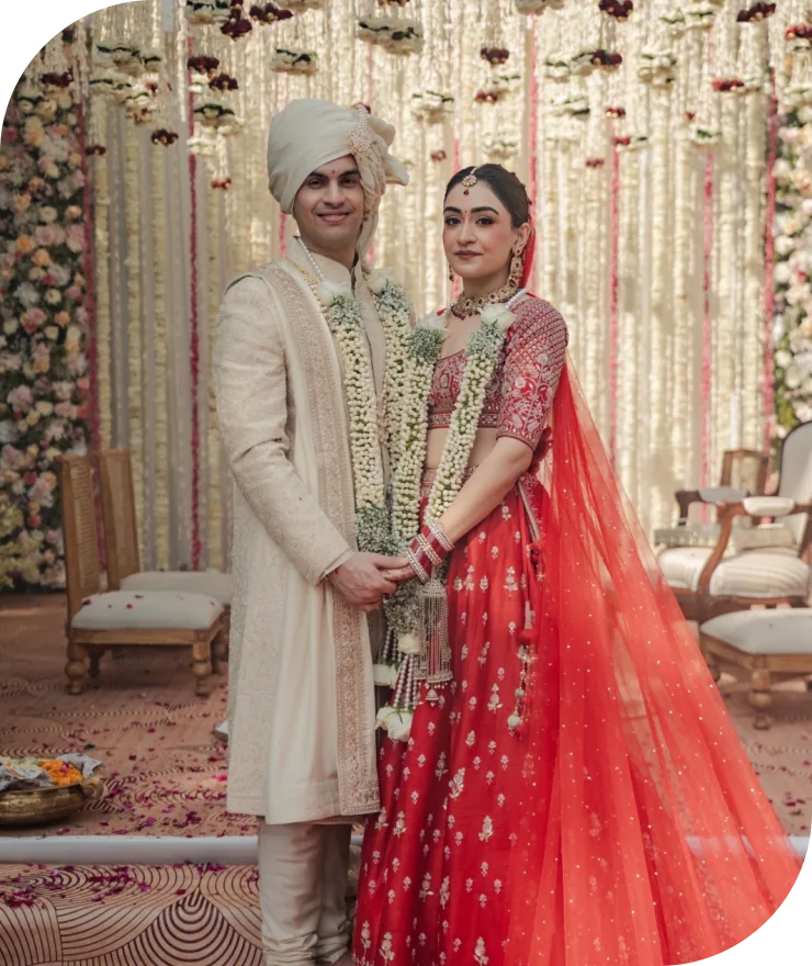 A bride and groom photographed after their ceremony