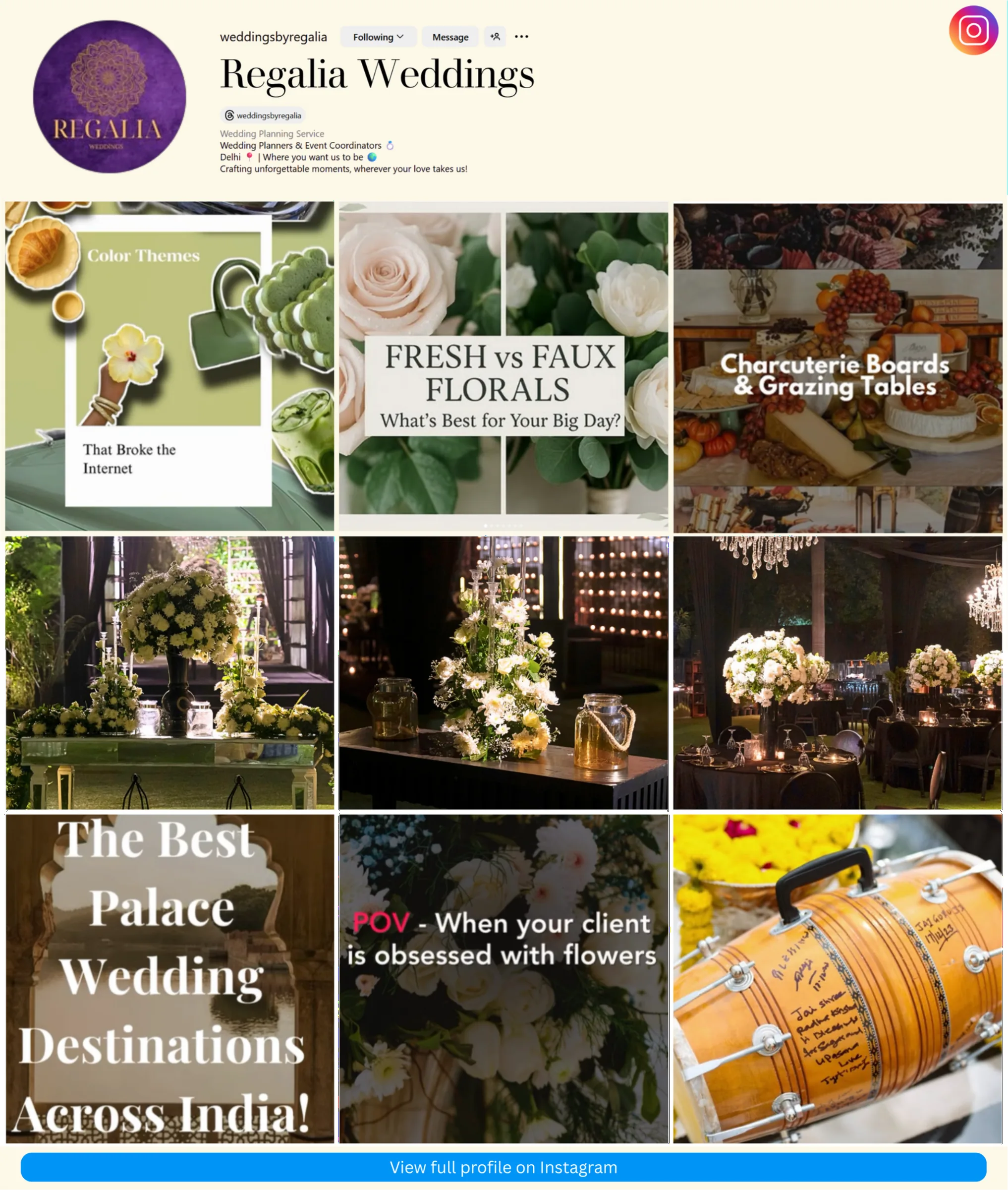 Recent posts from the Regalia Weddings Instagram feed